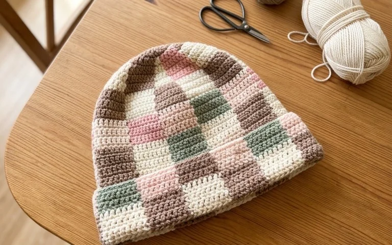 Simple Crochet Ribbed Checker Beanie - FREE Pattern + Video Tutorial - Hayhay Crochet